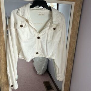 Free People cropped cream button up